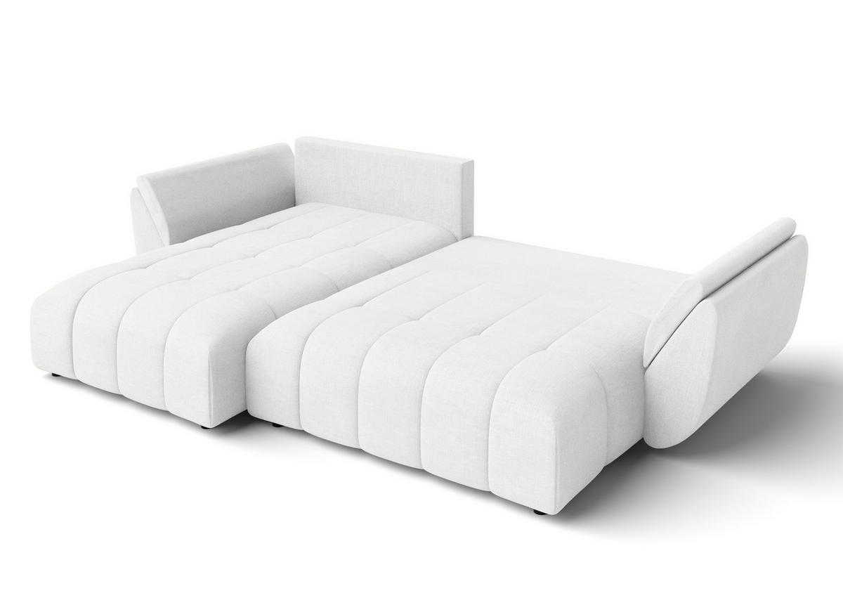 ECKSOFA L Form Verciani Weiß 266/190/91 cm mit Schlaffunktion - Schwarz/Weiß, Kunststoff/Textil (266/190cm) - AX Living