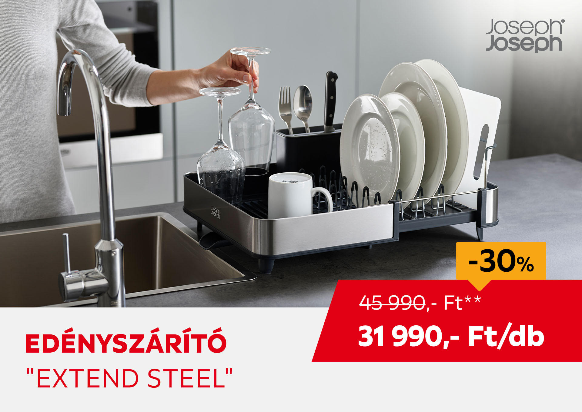 Edényszárító "Extend steel" Kiemelt termék 45990 Ft.- helyett 31990 Ft.-