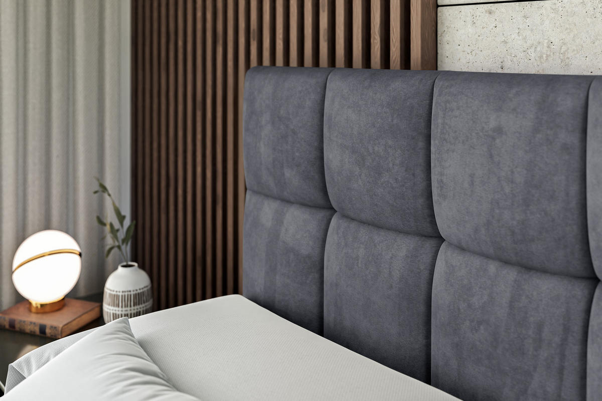BOXBETT mit H4-Matratze und Lattenrost - RICAR - 120x200 Dunkelgrau - Dunkelgrau, Holzwerkstoff (120/200cm) - ALTDECOR