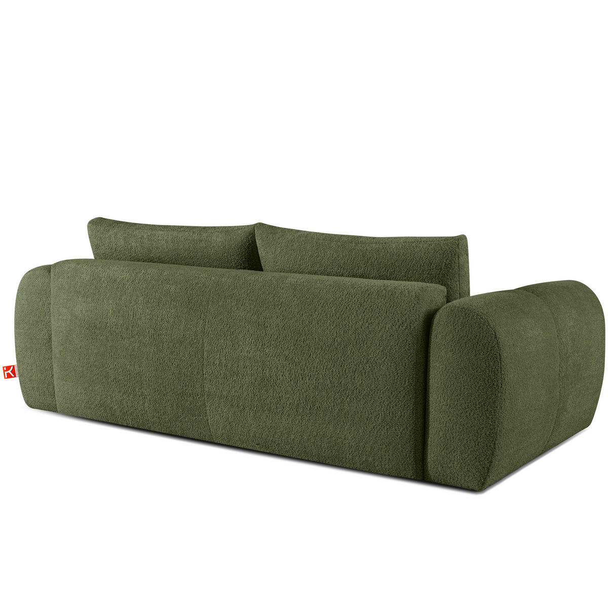 SOFA LIRA mit Pouf, Olivgrün, Bouclé - Olivgrün, Holz/Holzwerkstoff (96/43/50cm) - KONSIMO®