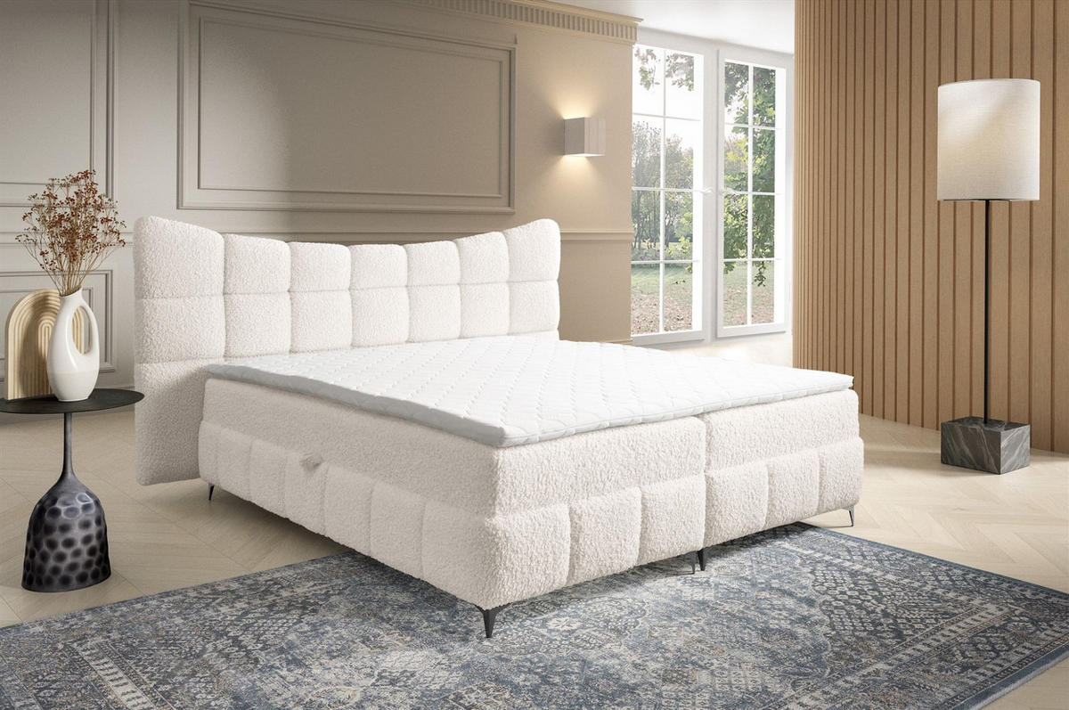 BOXBETT Nova In Rolf - Creme, Holzwerkstoff/Textil (140/200cm) - Fun Möbel