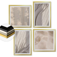 WANDBILDER 4er Set - 50x50 cm & 40x60 cm Goldrahmen - Nahaufnahme von natürlichen Boho-Stoffen - Goldfarben, Kunststoff (50/50cm) - ArtPrintCave