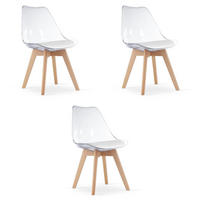 ESSZIMMERSTUHL 3er Set Transparent, Modernes Design, Holzbeine, Bequem - Transparent, Textil (51/84/43cm) - Best For Home
