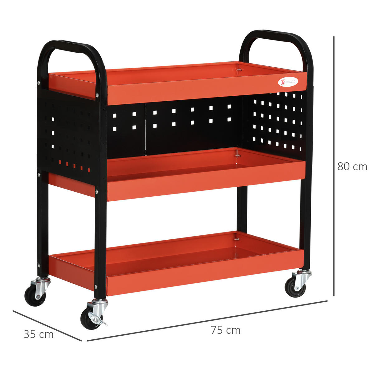 WERKSTATT-ROLLWAGEN, Werkzeugwagen, Rot - Rot, Metall (35/80/75cm) - DURHAND