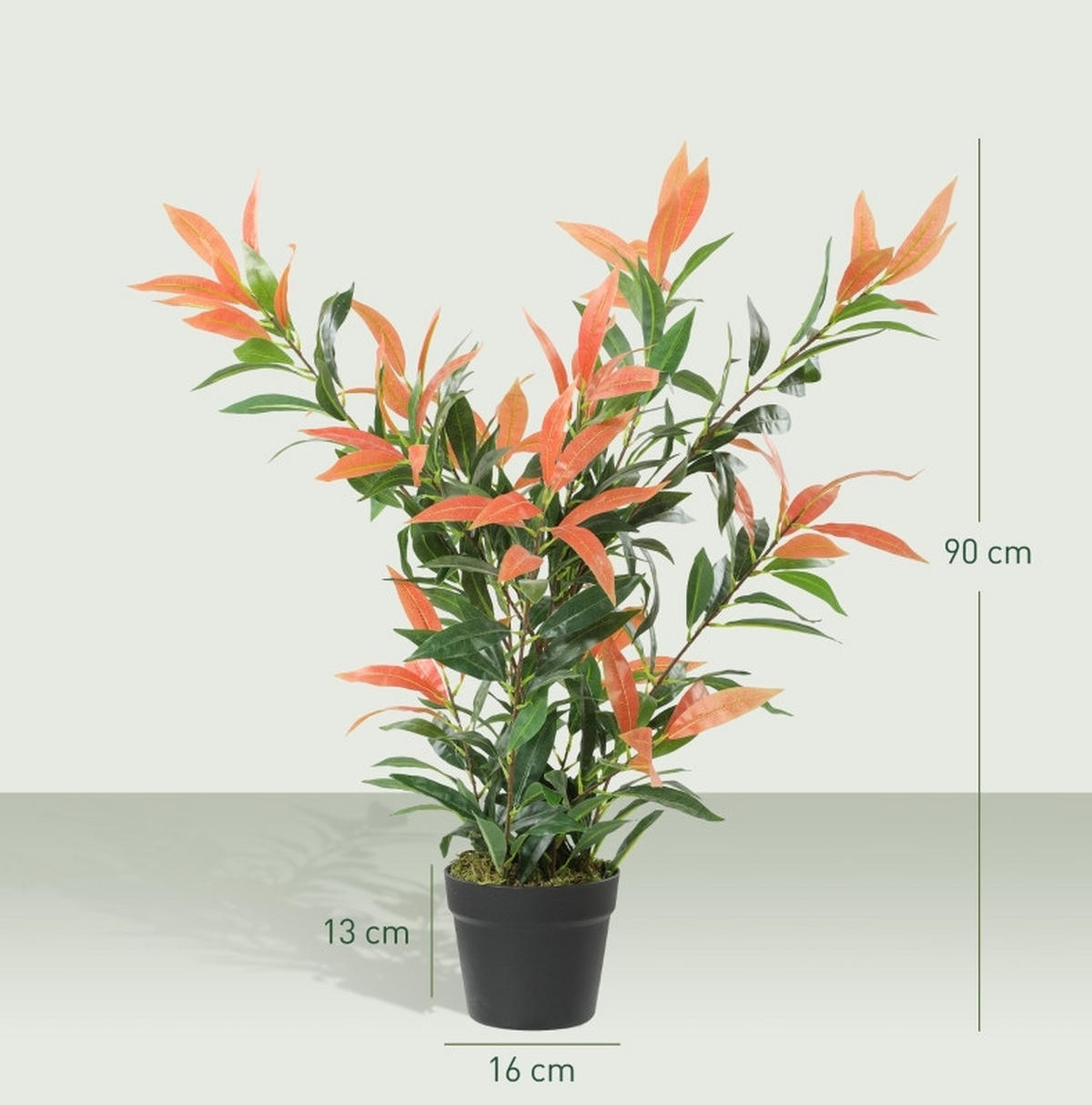 KUNSTPFLANZEN 45/45/90 cm rot aus Kunststoff mit flexiblen Zweigen - Rot, Kunststoff (90cm) - OKWISH