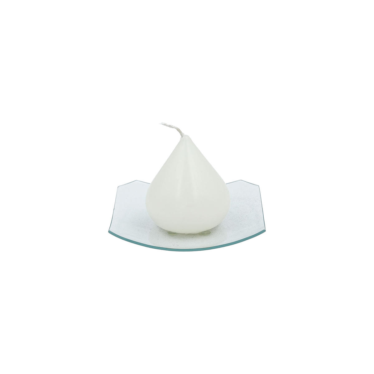 KERZENTELLER, Glasteller Eckig 12 x 12 cm mit 2 Kanten - Transparent, Paraffin (12/0.5/12cm) - Holfeuer Crystal Design