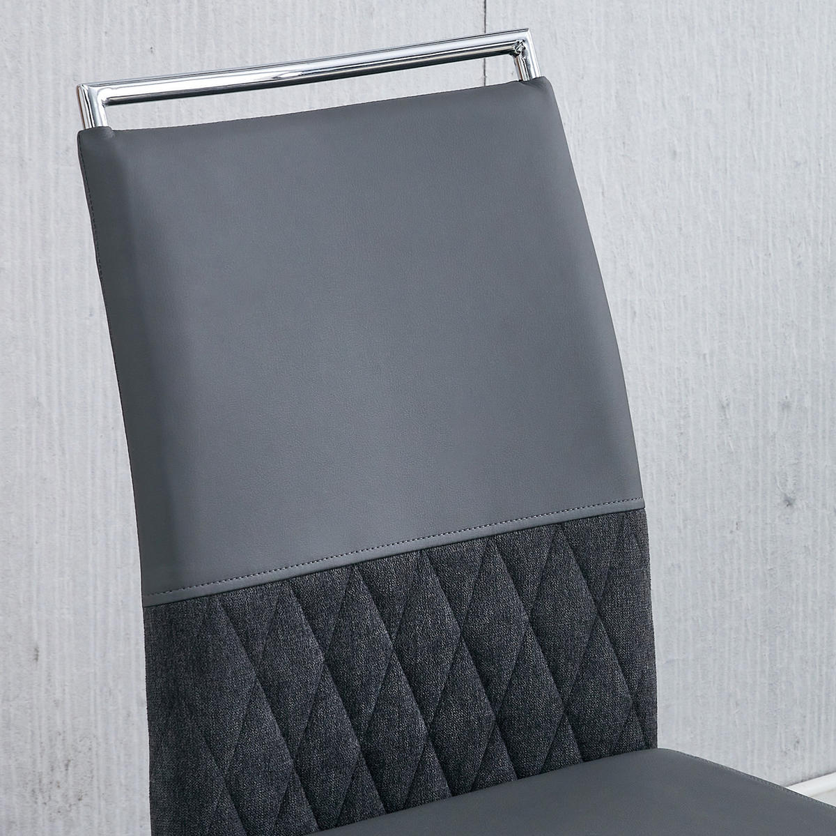 STUHL ergonomisch mit gepolsterter Rückenlehne Metall Grau 2er-Set - Grau, Metall (42/95/48cm) - Meubliv