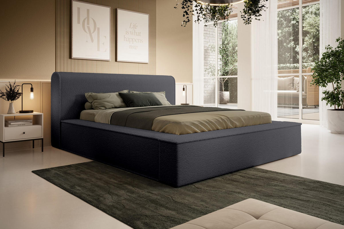 POLSTERBETT aus Polstermaterial Pedrosa 180x200 cm, Schwarz - Schwarz, Textil (180/200cm) - Fedve
