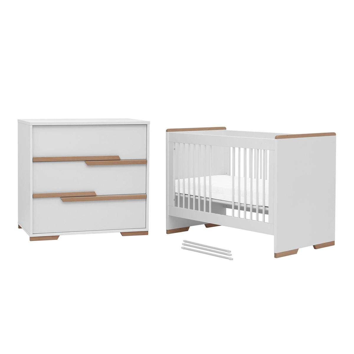 POKOJ PRO MIMINKO 2DÍLNÝ bílá a dřevo - bílá, kompozitní dřevo (125/87/66cm) - Petits-meubles