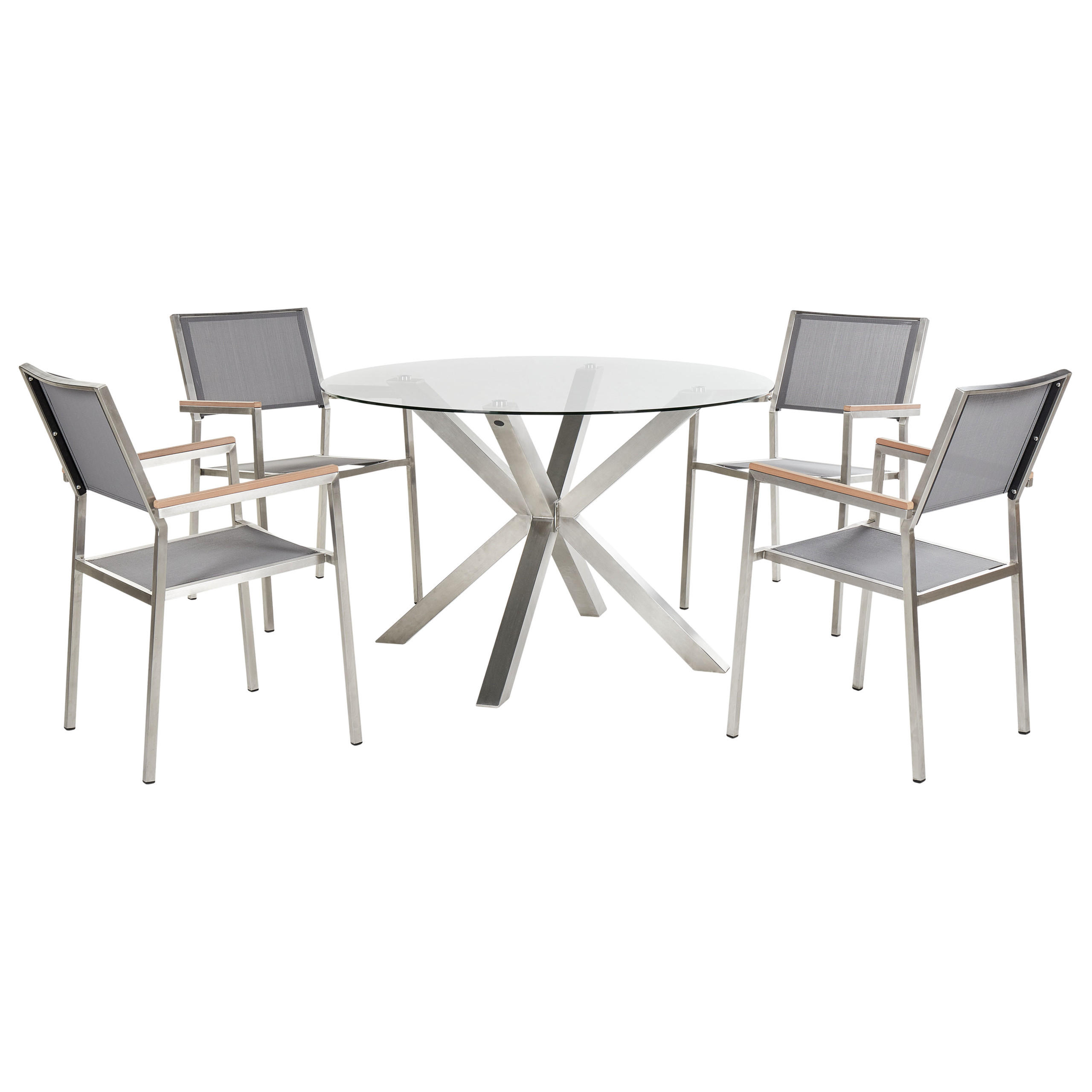 GARTENMÖBEL-SET 4-Sitzer Silber Maletto/Grosseto - Hellbraun/Transparent, Textil - Beliani