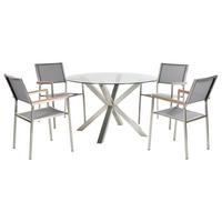 GARTENMÖBEL-SET 4-Sitzer Silber Maletto/Grosseto - Hellbraun/Transparent, Textil - Beliani