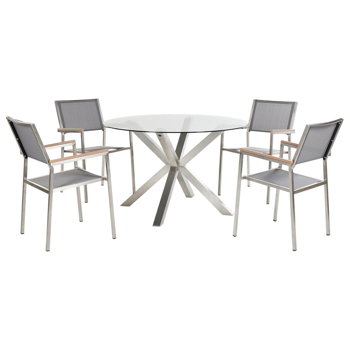 GARTENMÖBEL-SET 4-Sitzer Silber Maletto/Grosseto - Hellbraun/Transparent, Textil - Beliani