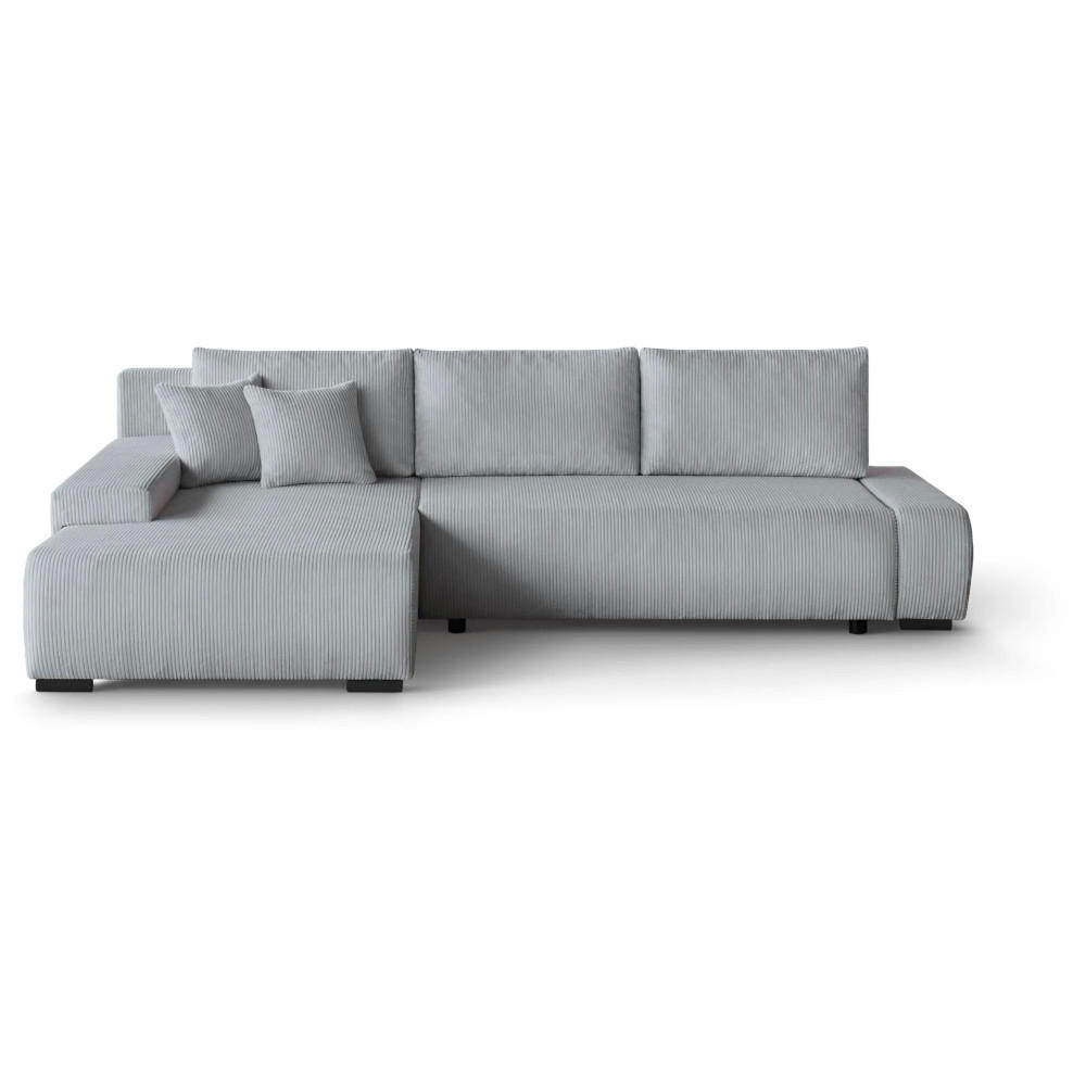 ECKSCHLAFSOFA Draco L Hellgrau - Hellgrau/Schwarz, Textil/Metall (267/186cm) - Beautysofa