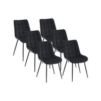 STUHL - 49.5cm x 60cm - Samt - schwarz - OLLUA - Schwarz, Textil (49.5/87/60cm) - Vente-Unique