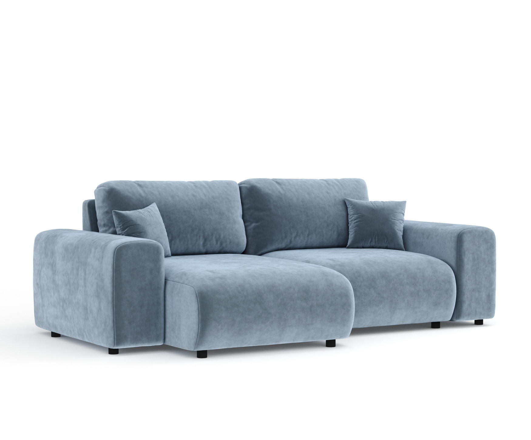 ECKSOFA Zanzibar Blau Grau Samtstoff - Blaugrau/Schwarz, Holz/Holzwerkstoff (237/144cm) - Maison de Reve