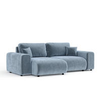 ECKSOFA Zanzibar Blau Grau Samtstoff - Blaugrau/Schwarz, Holz/Holzwerkstoff (237/144cm) - Maison de Reve