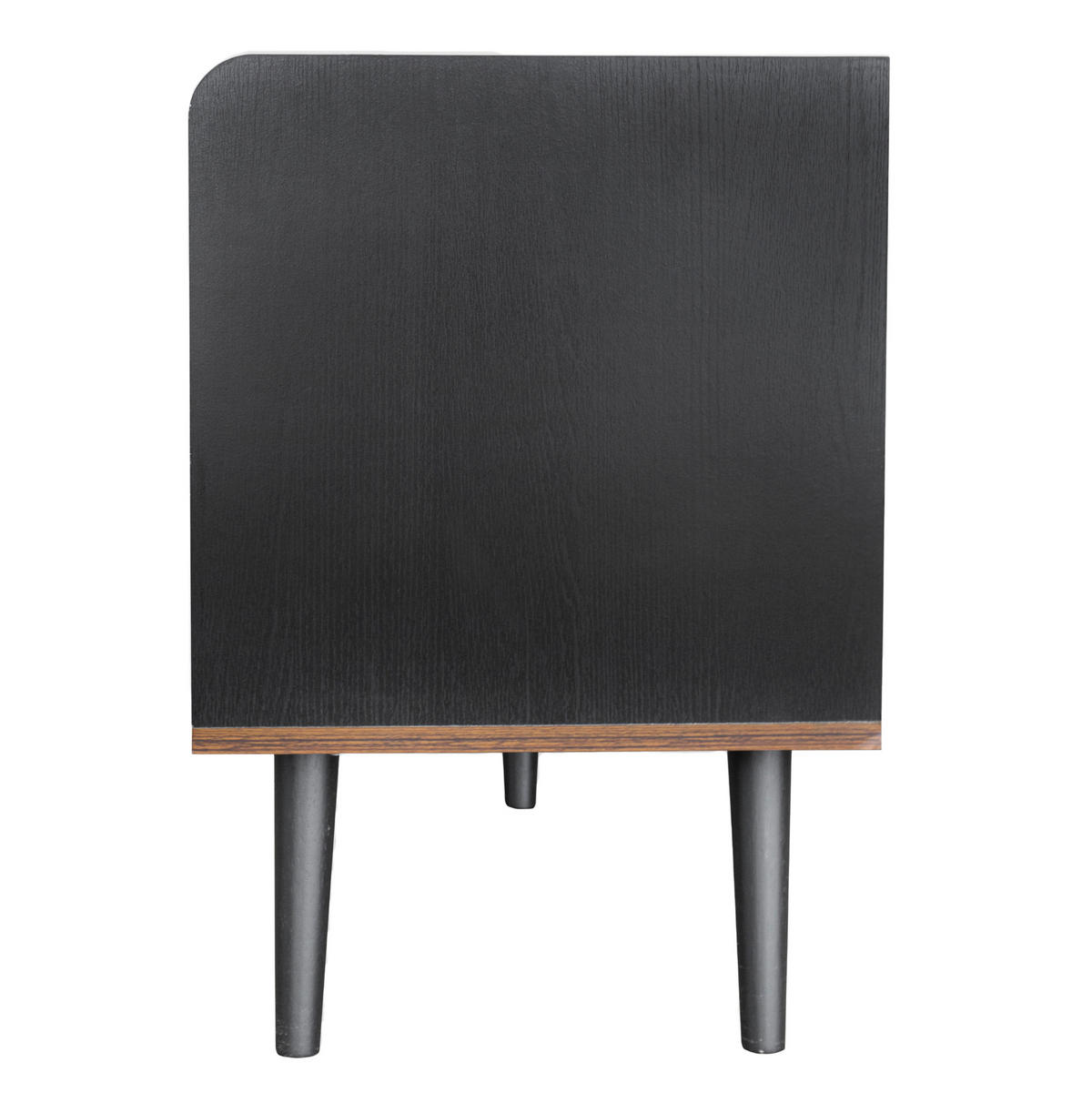 TV ormarić 160/40/58 cm crni i u boji prirodnog drva od iverala s kliznim vratima i 2 ladice - crna, drvni materijal (160/58/40cm) - OKWISH