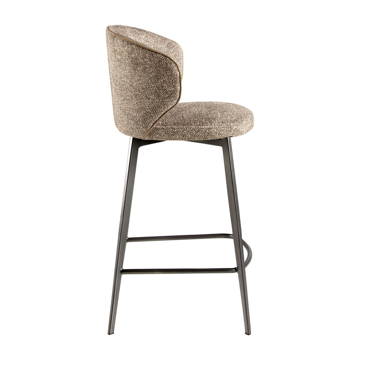 BARHOCKER Hocker mit meliertem braunem Stoffbezug 52/48/92cm - Ecru/Beige, Textil/Metall (52/92/48cm) - ANGEL CERDA