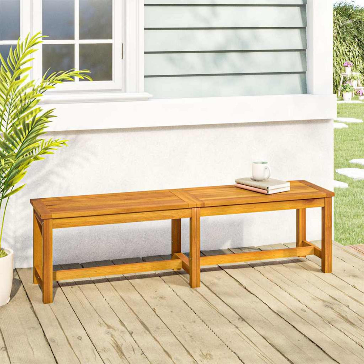 GARTENBANK 150/35/45 Cm Massivholz Akazie - Braun, Holz (35/45/150cm) - vidaXL