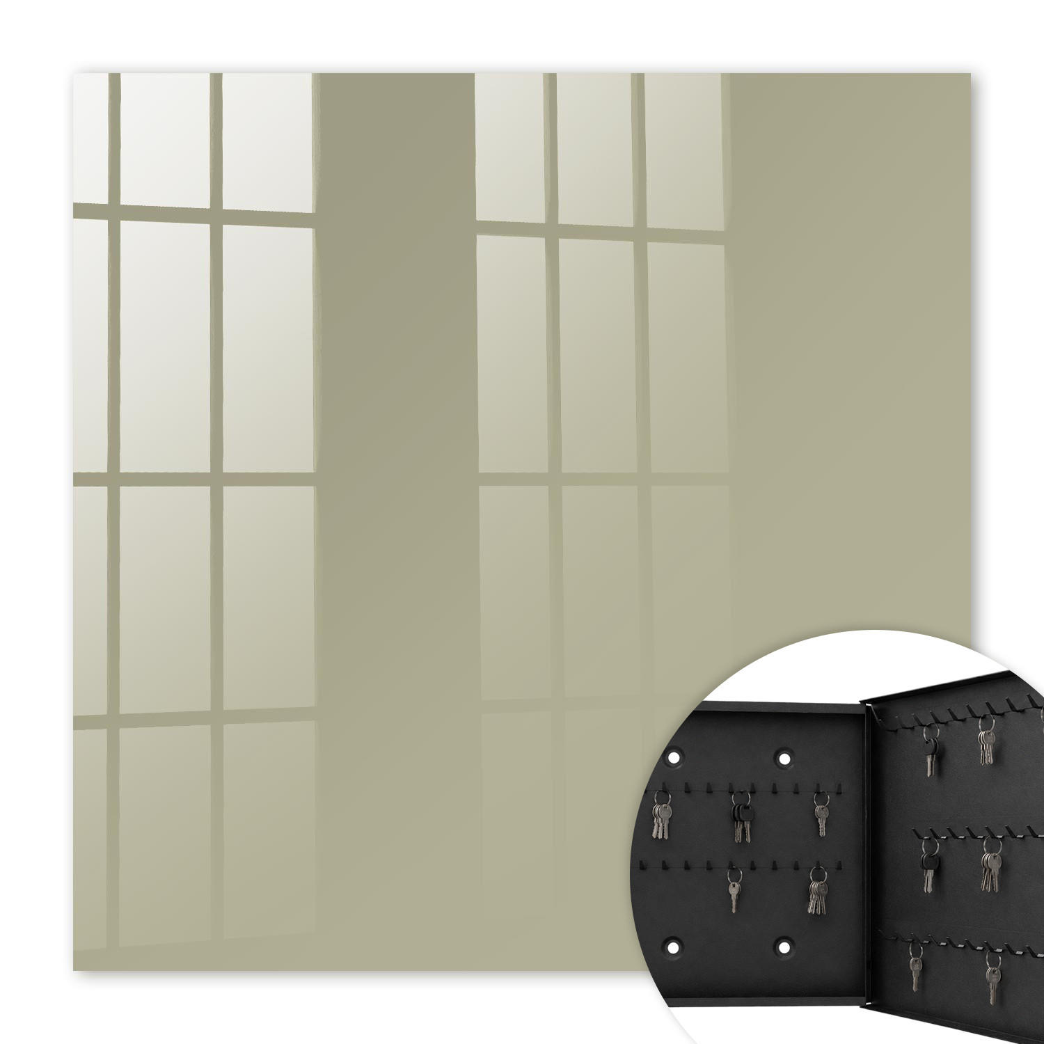 SCHLÜSSELBOX Schwarz 30x30 cm- Türöffnung nach rechts - Dunkelcreme - Creme, Metall (30/30/5cm) - TULUP