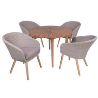 GARTEN-SITZGRUPPE Elvira 5-teilig Gartenmöbel-Set - Beige, Holz - DELUKE