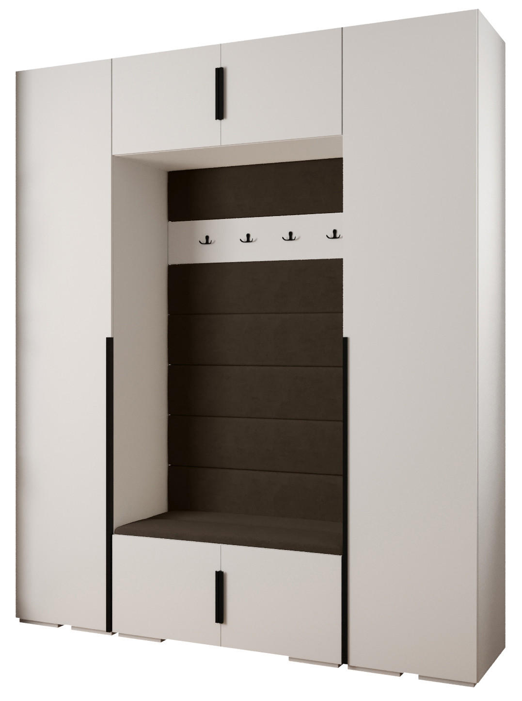 Abiks Möbel Garderoben-Set Weiß, Braun, Schwarz 200x236.7x47 cm