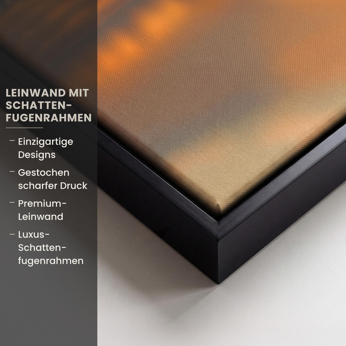 LEINWAND Bilder mit Rahmen - Natur - Leopard - Tier - Sonnenuntergang - Modern - 90x60 - Orange, Textil (90/60cm) - MuchoWow