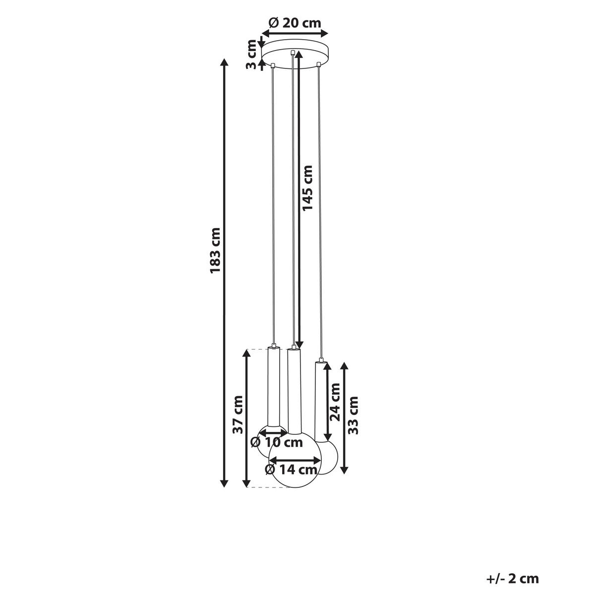 LUSTRĂ SUSPENDATĂ neagră Boues - alb/negru, metal (20/30/183cm) - Beliani