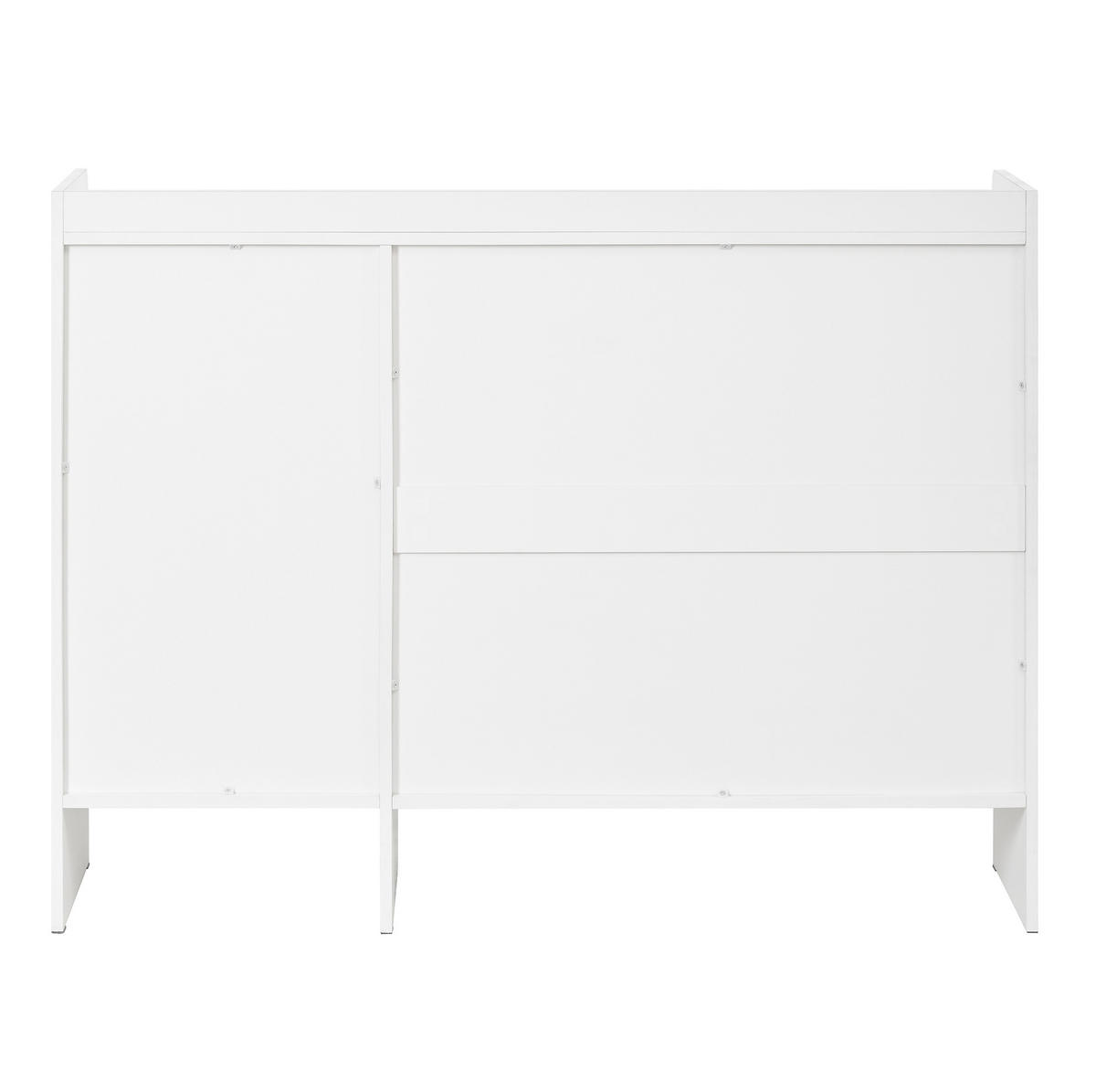 SCHUHSCHRANK mit 3 Türen und 2 Schubladen 120 x 35 x 90 cm Weiß - Weiß, Holzwerkstoff (35/90/120cm) - Beauniv