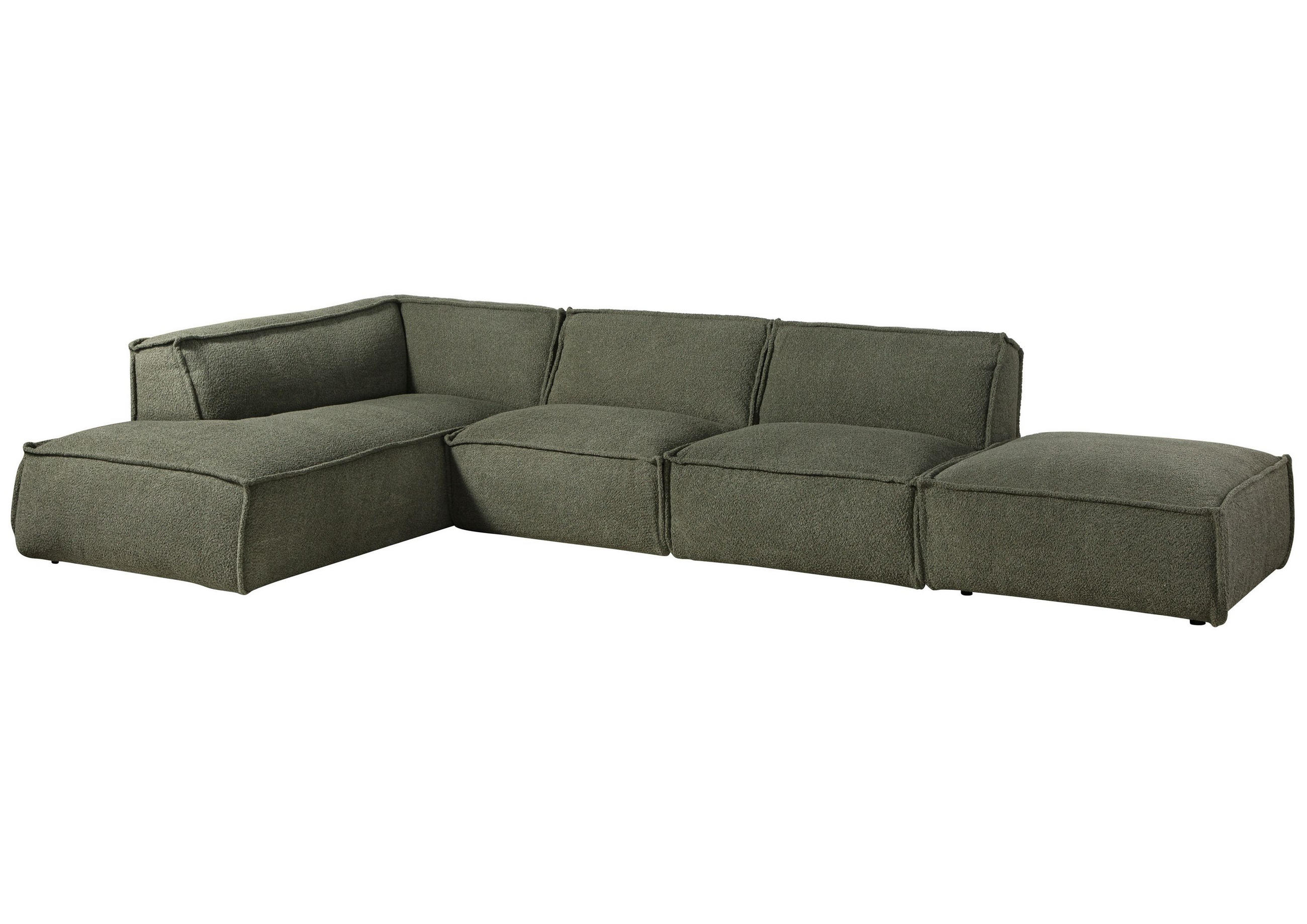 ECKSOFA inkl. Hocker 285x220x79 Polyester grün RAVENNA - Grün, Kunststoff (285/220cm) - Massivmoebel24