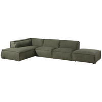 ECKSOFA inkl. Hocker 285x220x79 Polyester grün RAVENNA - Grün, Kunststoff (285/220cm) - Massivmoebel24