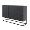 SIDEBOARD Veldio Schwarz mit Schubladen und schwarzen Beinen 140 cm - Schwarz, Holzwerkstoff/Metall (140/90/38cm) - Selsey