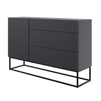 SIDEBOARD Veldio Schwarz mit Schubladen und schwarzen Beinen 140 cm - Schwarz, Holzwerkstoff/Metall (140/90/38cm) - Selsey