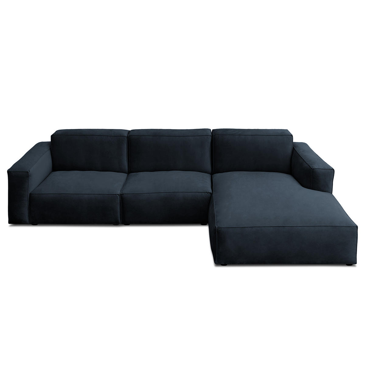 ECKSOFA mit Longchair - Schwarz/Dunkelblau, Kunststoff/Textil (345/170cm) - home24