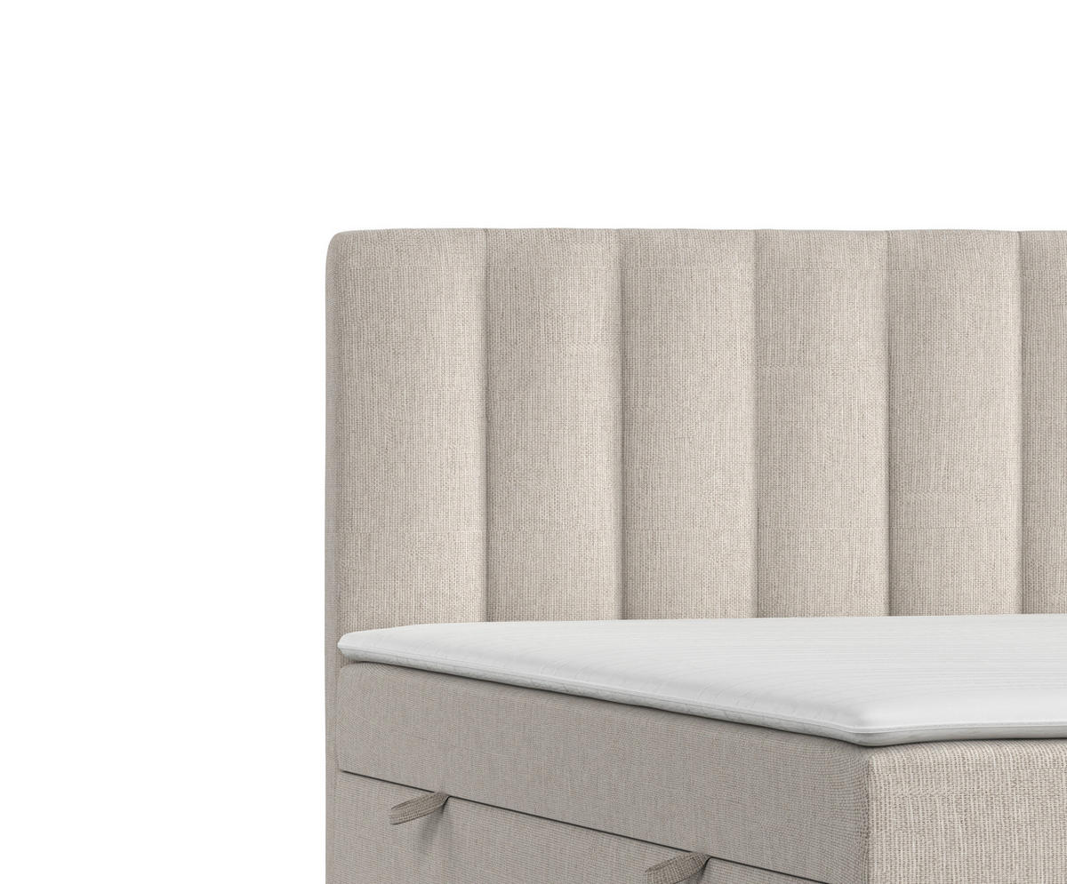 BOXBETT Novento Beige 160/200 cm mit Matratze und Topper - Beige/Schwarz, Holz/Holzwerkstoff (160/200cm) - Maison de Reve