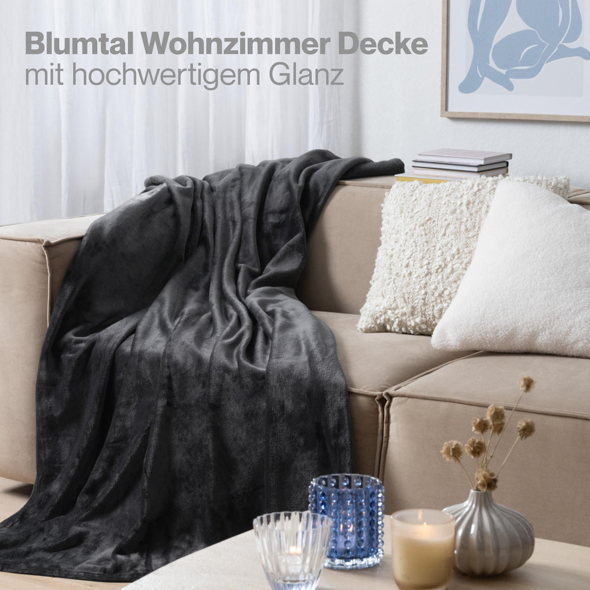 KUSCHELDECKE Anton 220/240 cm, Anthrazit - Anthrazit, Textil (220/240cm) - Blumtal