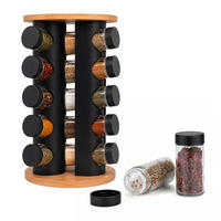 GEWÜRZKARUSSELL Natur Schwarz Transparent 20er-Set - Multicolor, Glas/Holz (19.5/33/19.5cm) - Relaxdays