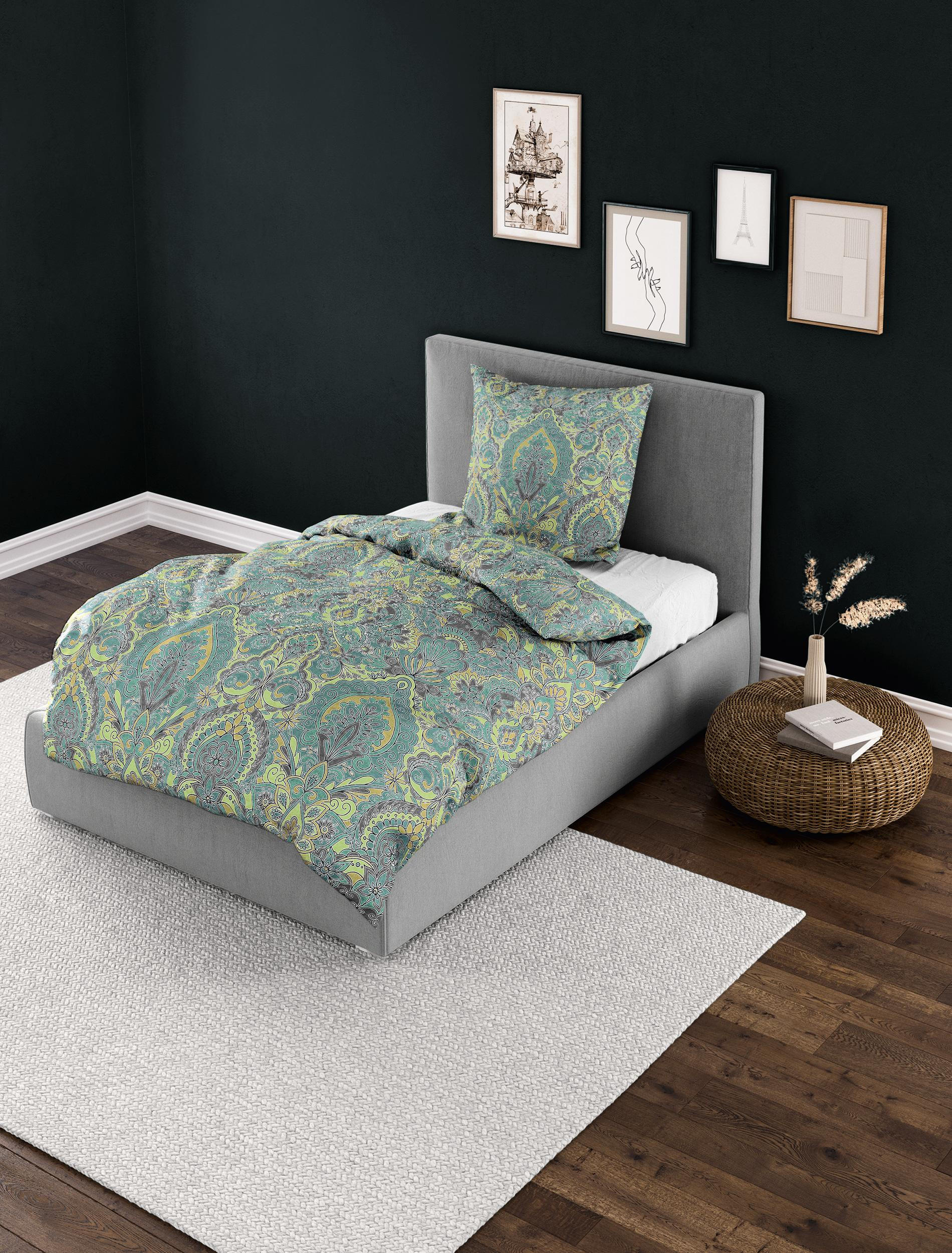 BETTWÄSCHE Mako-Satin 3846 - Grün, Textil (155/220cm) - Bierbaum