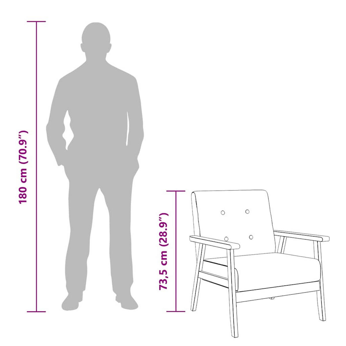 SESSEL 64,5/67/73,5 cm aus Stoff, Holz Dunkelgrau - Dunkelgrau/Braun, Holz (64.5/73.5/67cm) - vidaXL