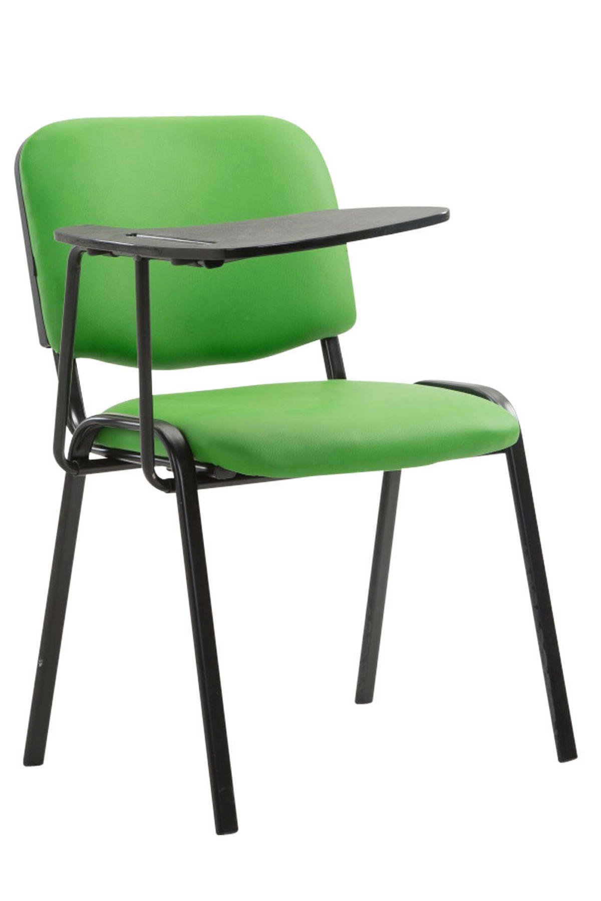 BESUCHERSTUHL Keen mit Klapptisch, Kunstleder mit Gestell Schwarz / Bezug Grün - Schwarz/Grün, Textil/Metall (53/81/53cm) - TPFLiving