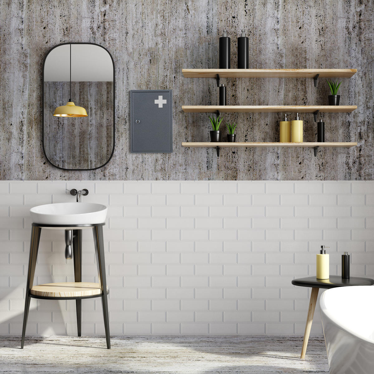 MEDIZINSCHRANK - Grau, Metall (21.5/32/9.5cm) - Relaxdays