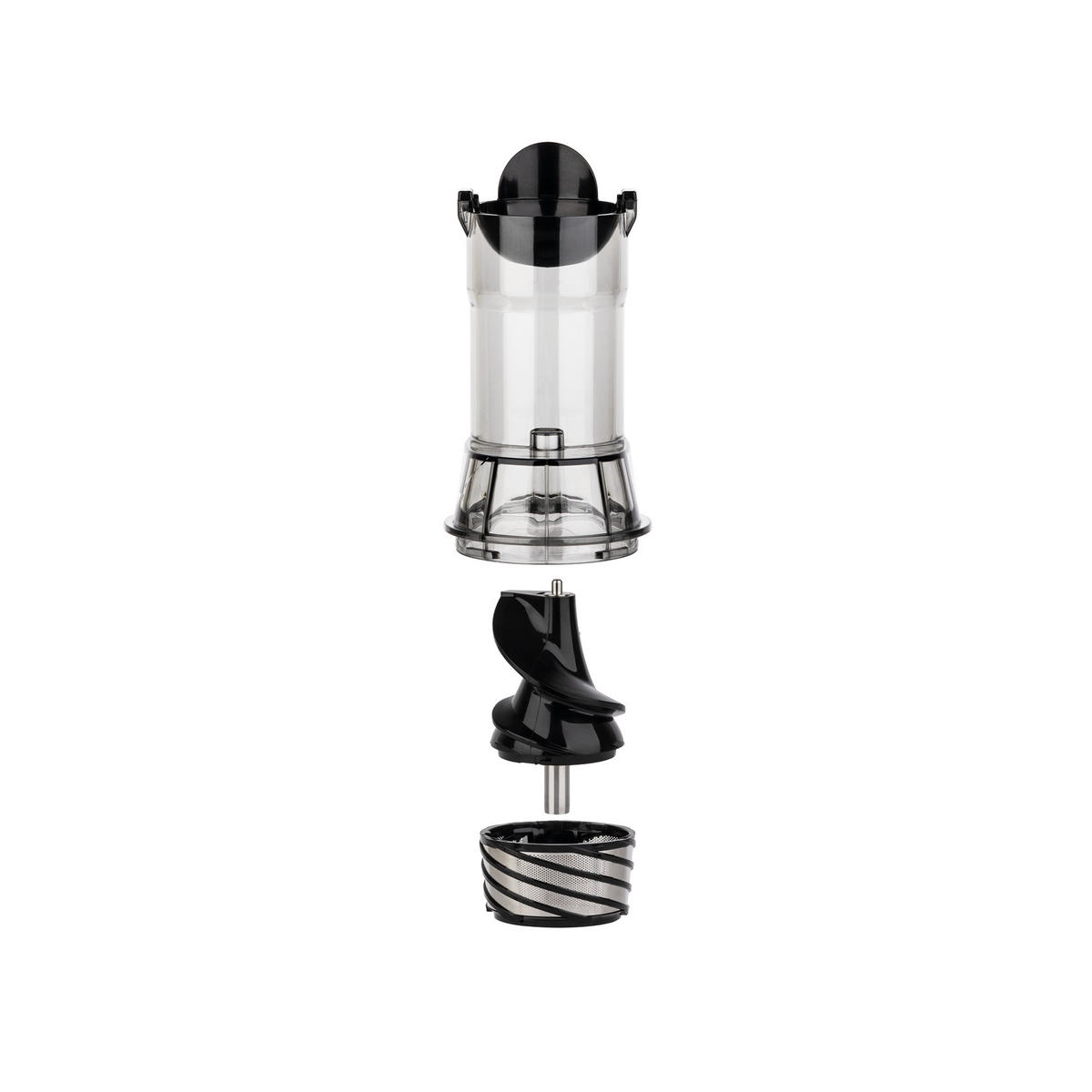 ENTSAFTER GSX16 Silber, Compact'One Entsafter Slow Juicer, Saft- und Tresterbehälter - Schwarz, Metall (18.5/49.8/20.4cm) - HKoenig