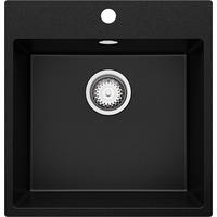 SPÜLBECKEN Riga, 2-er set Schwarz 48/50 cm 1 Becken + Ablauf-Set ab 50er Unterschrank - Chromfarben/Schwarz, Kunststoff (48/20/50cm) - Primagran