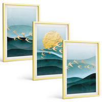 BILDER SET 3er Set - 40x60 cm Goldrahmen - Abstrakte Sonnenuntergangslandschaften - Goldfarben, Kunststoff (40/60cm) - TULUP
