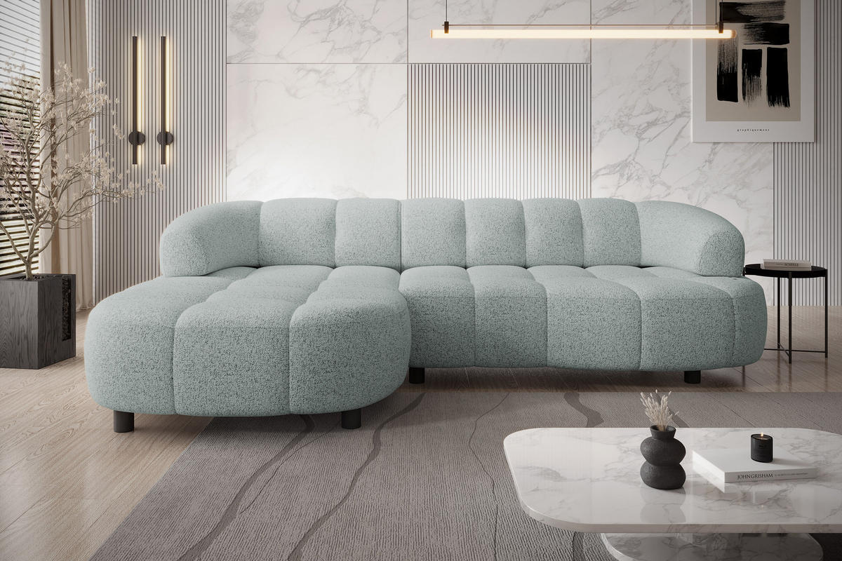 ECKSOFA WESPER S - Eckcouch Mit Elektrischer Sitzverstellung, L-förmig, Freistehend, Relaxfunktion, 183x284x79cm Linke, Minze - Hellgrün, Holz/Textil (113/284cm) - DomoHome