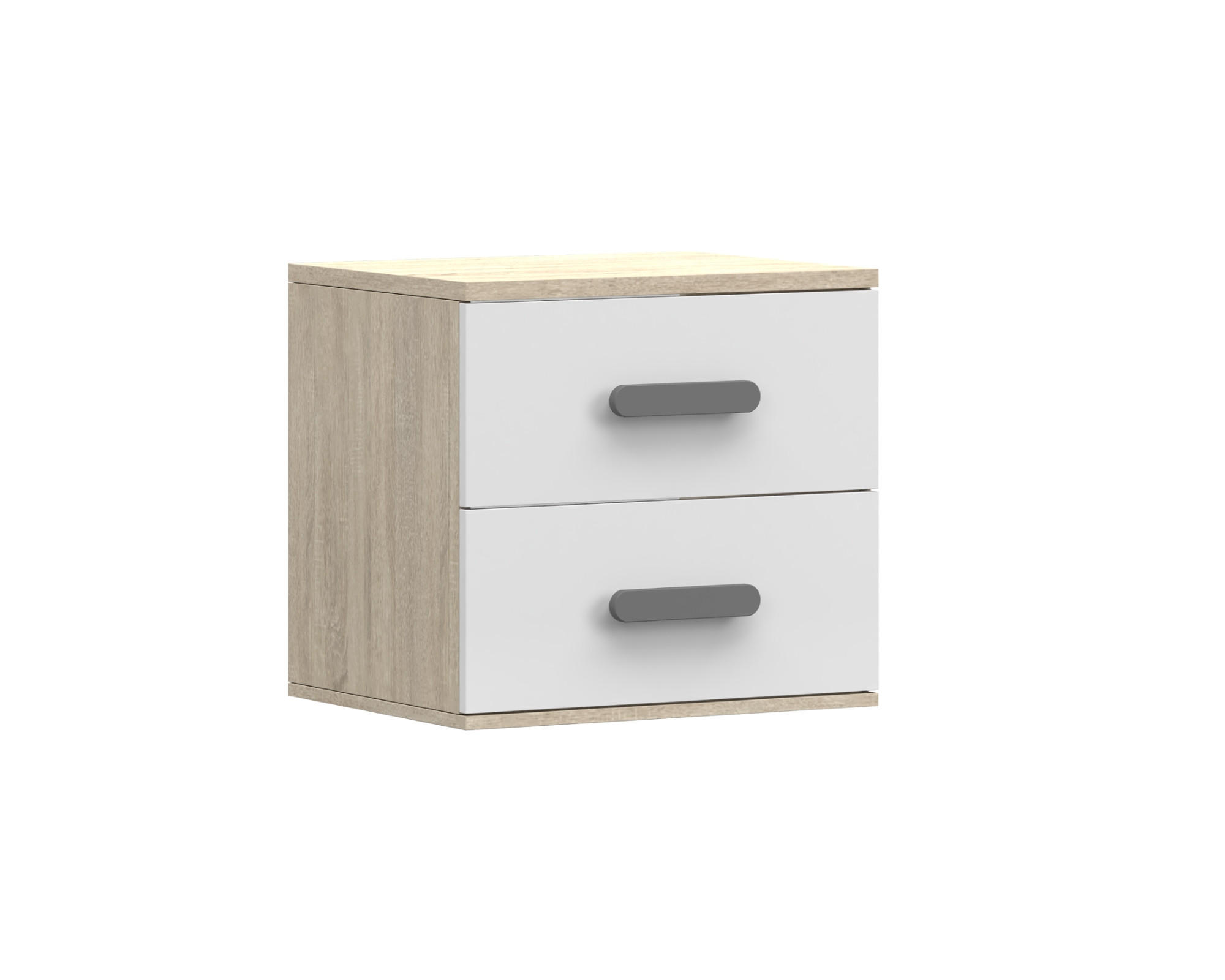 KINDER-NACHTTISCH INGE 22 55/50/44 cm Weiß+Sonoma/Grau - Weiß/Grau, Holzwerkstoff (55/50/44cm) - Deine Möbel 24