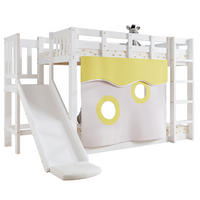 ETAGENBETT 90/200 cm Weiß mit Treppe, Rutsche und Bettvorhang - Weiß, Holzwerkstoff (90/200cm) - Flora Grace