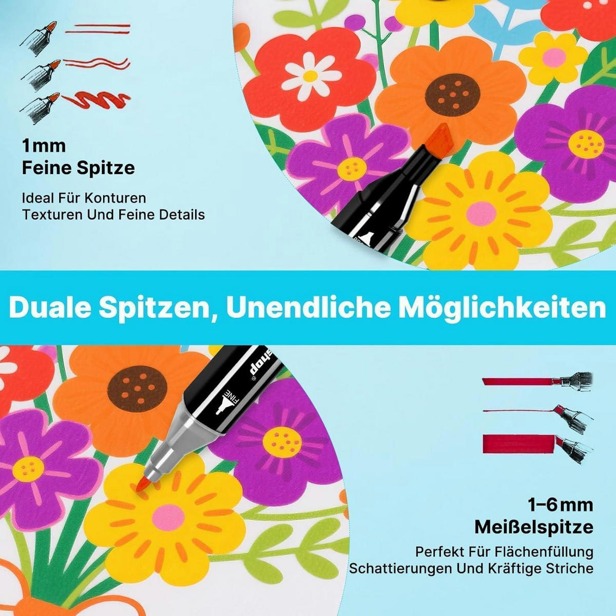 MARKER Stifte Set 120 Farben Twin Tip - Multicolor, Kunststoff (15/10/16cm)