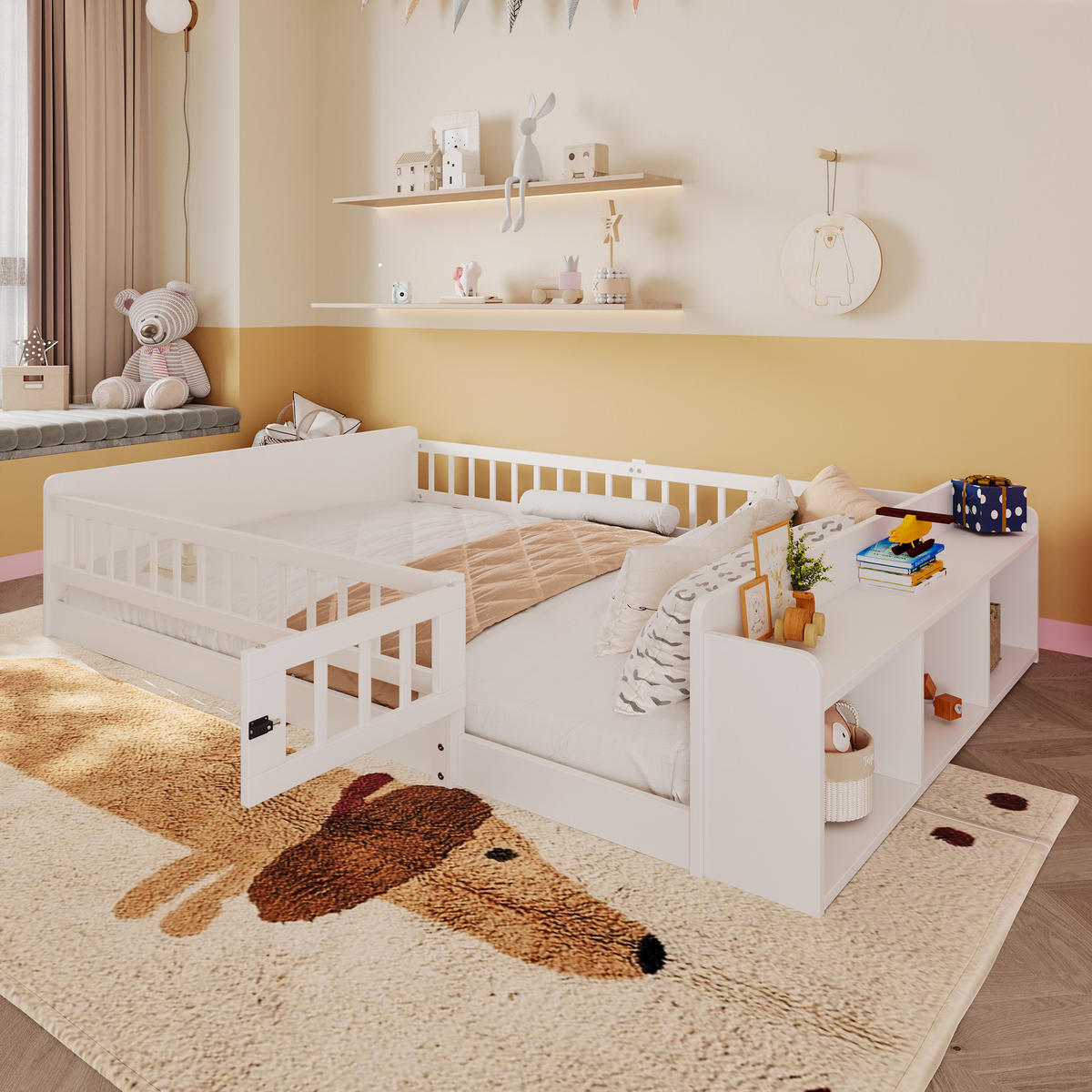 HOLZBETT 140x200cm Weiß Kiefer Kinderbett Einlegeböden - Weiß, Holz (140/200cm) - FLIEKS