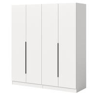 KLEIDERSCHRANK weiß 4-türig 160 x 181 cm, Drehtürenschrank mit Kleiderstange - Schwarz/Weiß, Holzwerkstoff/Kunststoff (160/181/52cm) - Inn.Furn